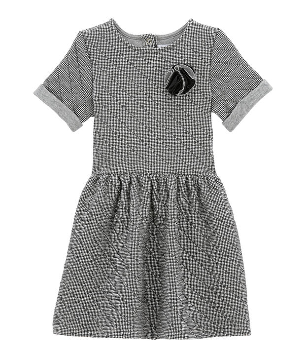 M&auml;dchen Kurzarmkleid grau/weiss