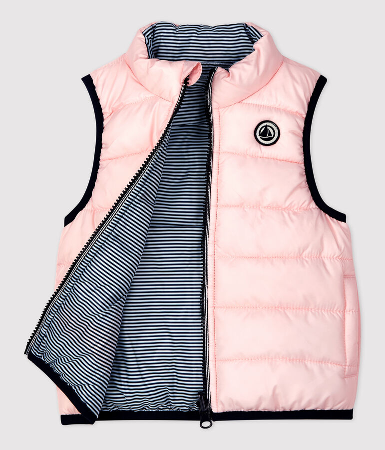 &Auml;rmellose Baby-Steppjacke, wendbar, aus recyceltem Polyester rosa