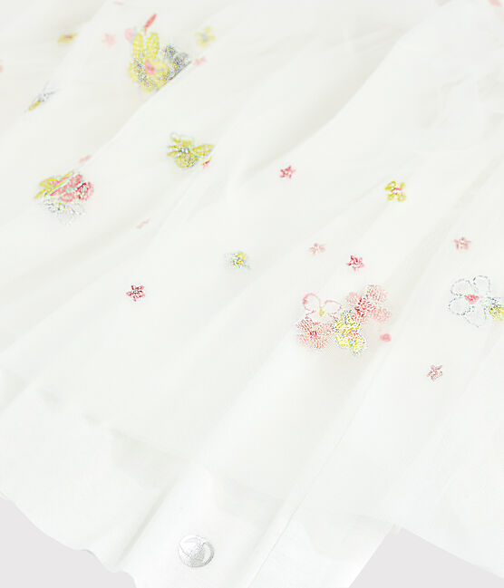 Kinder-Festtagskleid aus Baumwolle und Tüll für Mädchen weiss MARSHMALLOW/rosa MINOIS