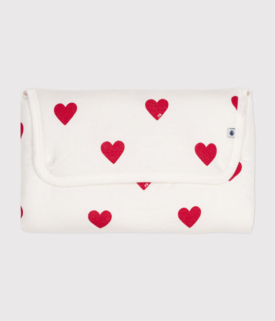 Wickelunterlage aus Baumwolle für Babys weiss MARSHMALLOW/rot TERKUIT
