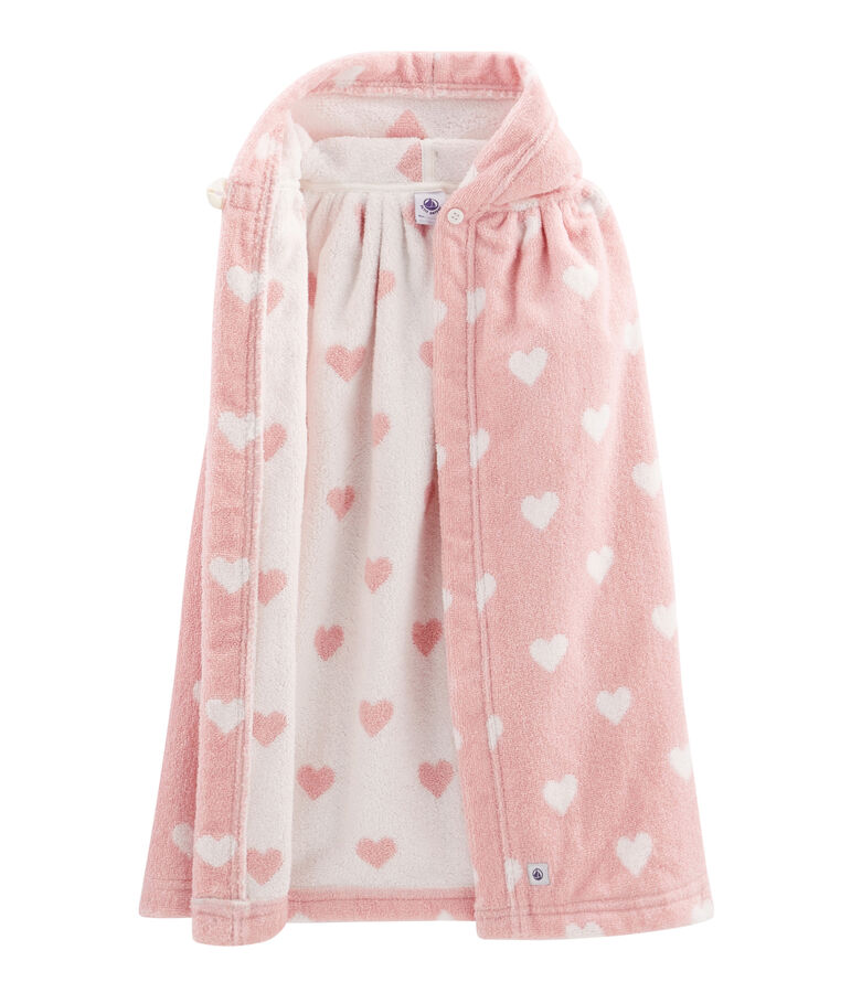 Baby-Badecape aus Frottee rosa/weiss