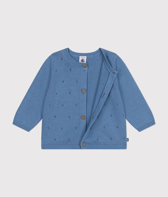 Baby-Cardigan aus Baumwollstrick in Ajour-Optik blau BEACH
