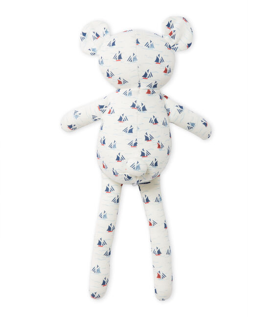 Bedruckter Baby-Jungen-Kuschelbär weiss LAIT/weiss MULTICO