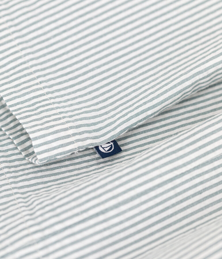 &Auml;rmelloses Baby-Kleid aus Baumwolle mit Streifen weiss MARSHMALLOW/blau BRUT