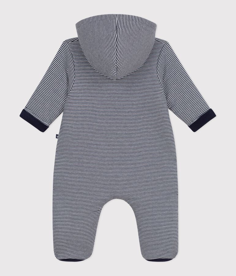 Wattierter Baby-Overall mit Kapuze und F&uuml;&szlig;chen, gestreift blau SMOKING/weiss MARSHMALLOW