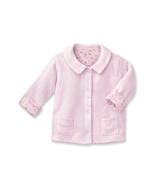 Baby-Jacke, Unisex, wattiert, 2-seitig, Ringelmuster rosa/weiss