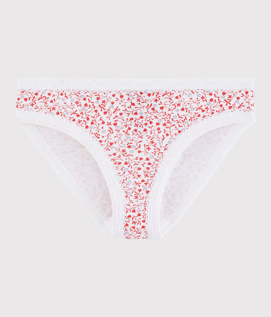 Baumwollhöschen für kleine Mädchen weiss ECUME/rot CARMEN/ MULTICO
