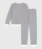 Damen-Pyjama aus Baumwoll-Frottee mit Streifen blau/blau