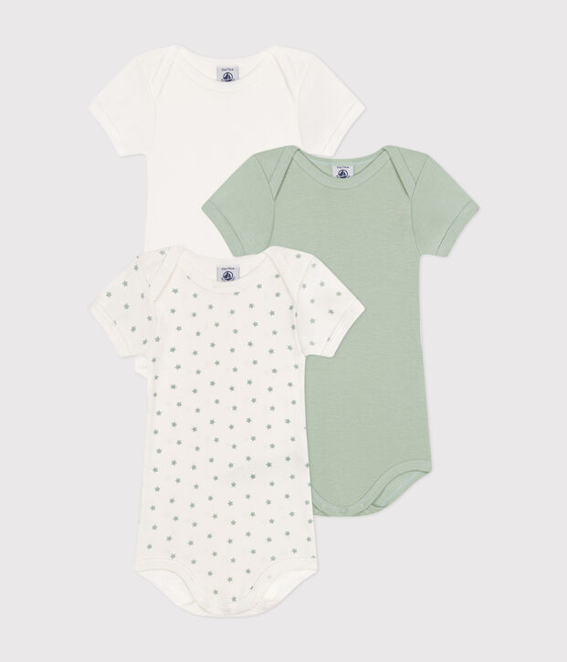 Kurz&auml;rmelige Baby-Bodys aus Baumwolle im 3er-Set. vielfarbig