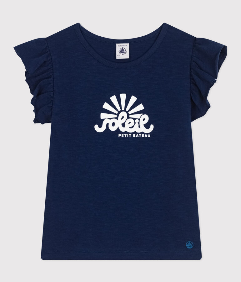 T-Shirt aus geflammtem Jersey Kinder/M&auml;dchen blau