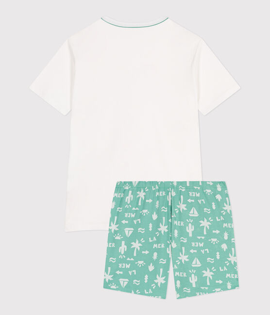 Kinder-Kurzpyjama aus Baumwolle MARSHMALLOW/ ALOEVERA