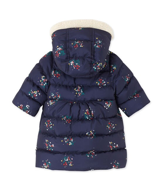 Bedruckte Baby-Mädchen-Winterjacke blau SMOKING/weiss MULTICO