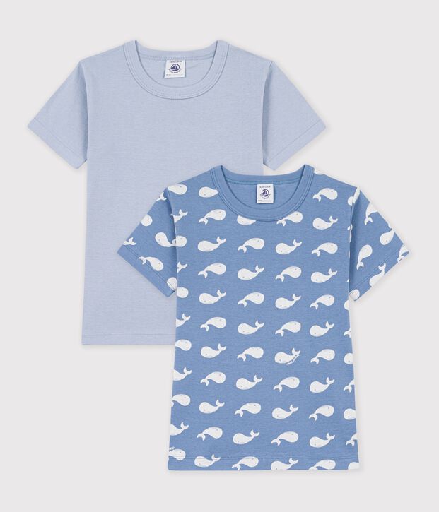 Set kurz&auml;rmelige Kinder-T-Shirts Baumwolle mit Walmotiv vielfarbig