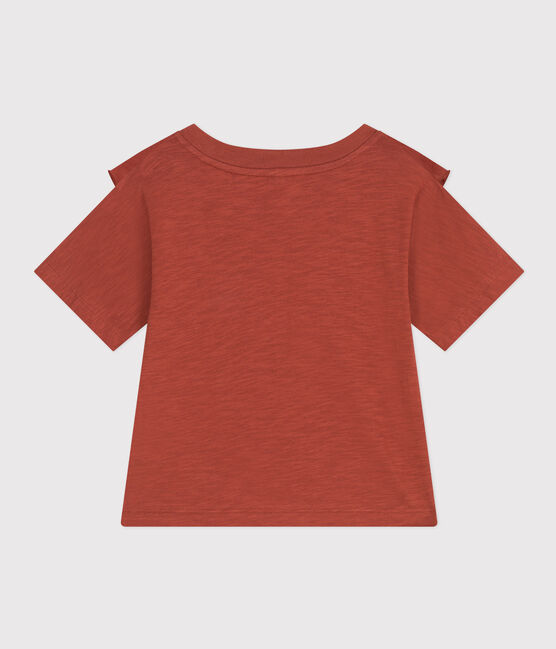 Mädchen-T-Shirt aus geflammtem Jersey braun FAMEUX