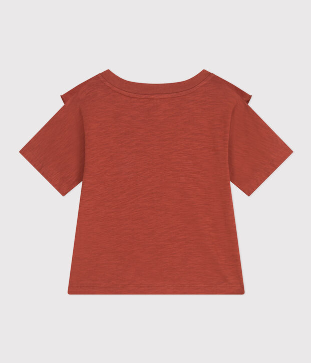 M&auml;dchen-T-Shirt aus geflammtem Jersey braun