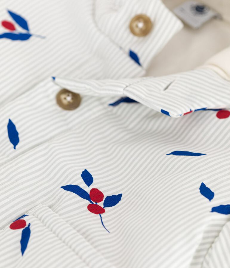 Baby-Kapuzenmantel aus wattiertem Popeline mit Beerenmuster blau/vielfarbig