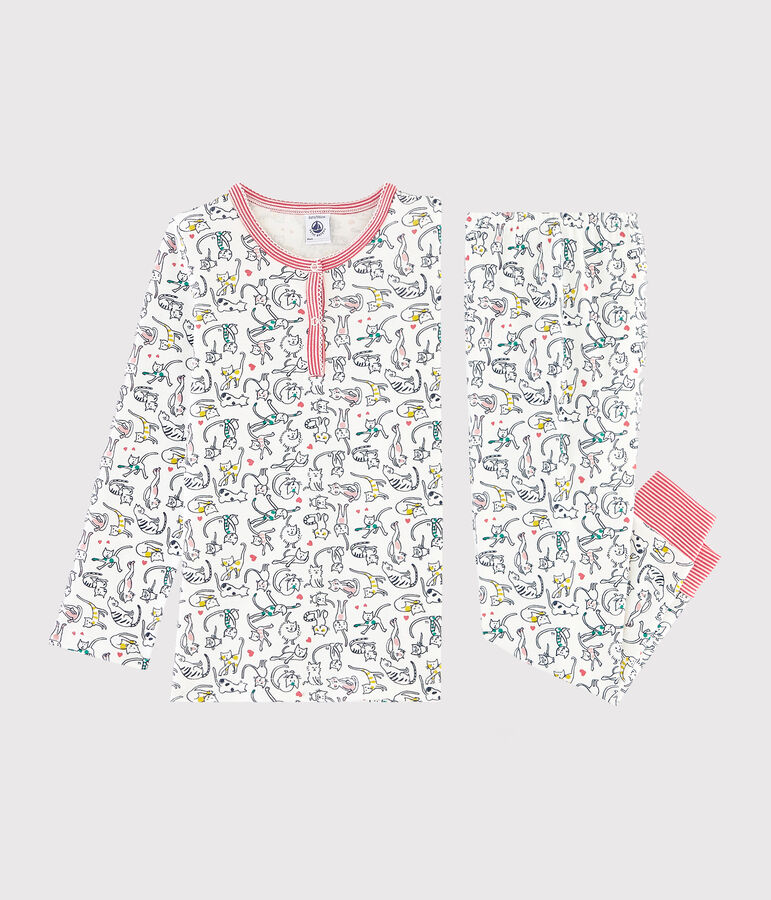 Rippstrick-Pyjama weiss/vielfarbig