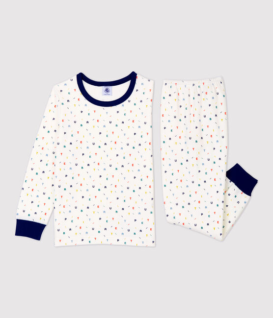Kinderpyjama aus Nicki mit mehrfarbigem Buchstaben-Print weiss MARSHMALLOW/weiss MULTICO