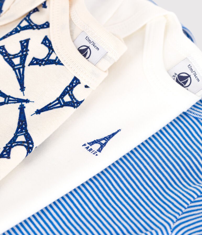 3er-Set kurz&auml;rmelige Bodys aus Baumwolle mit Paris-Motiv f&uuml;r Babys vielfarbig