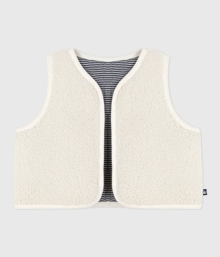Baby-Weste aus Baumwolle mit Ringelstreifen und Sherpa naturfarben/vielfarbig