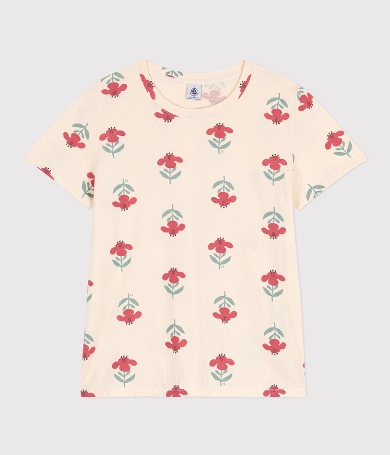 T-Shirt LE DROIT aus Baumwolle mit Rundhalsausschnitt naturfarben/vielfarbig