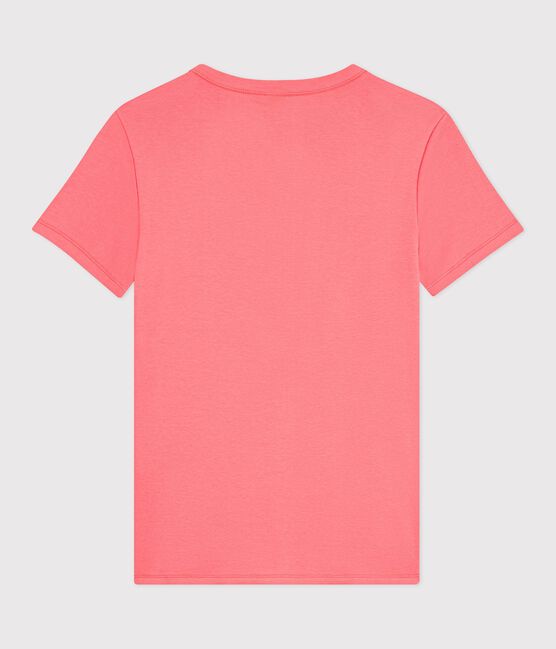 Kurzärmeliges Damen T-Shirt aus einfarbiger Baumwolle rosa FLAMAND