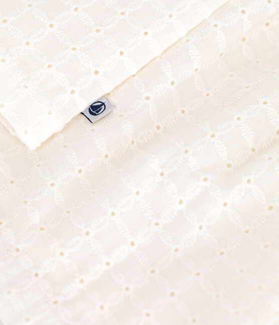 Ärmelloses weißes Baby-Kleid aus Baumwolle mit Lochspitze weiss MARSHMALLOW