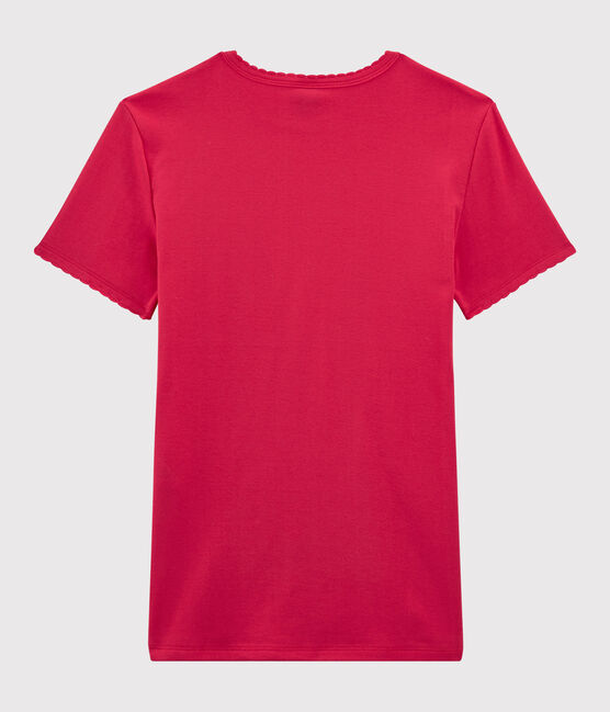 Klassisches Damen-T-Shirt aus Baumwolle mit Rundhalsausschnitt rosa CRANBERRY