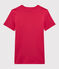 Klassisches Damen-T-Shirt aus Baumwolle mit Rundhalsausschnitt rosa CRANBERRY