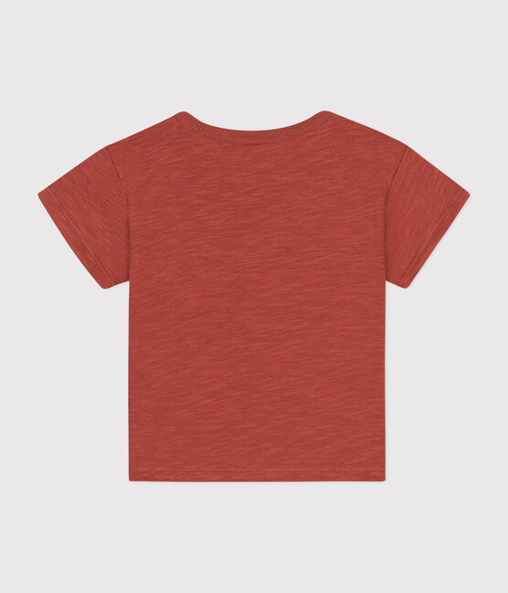 Kurzärmeliges Baby-T-Shirt aus geflammtem Jersey braun FAMEUX