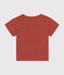 Kurzärmeliges Baby-T-Shirt aus geflammtem Jersey braun FAMEUX