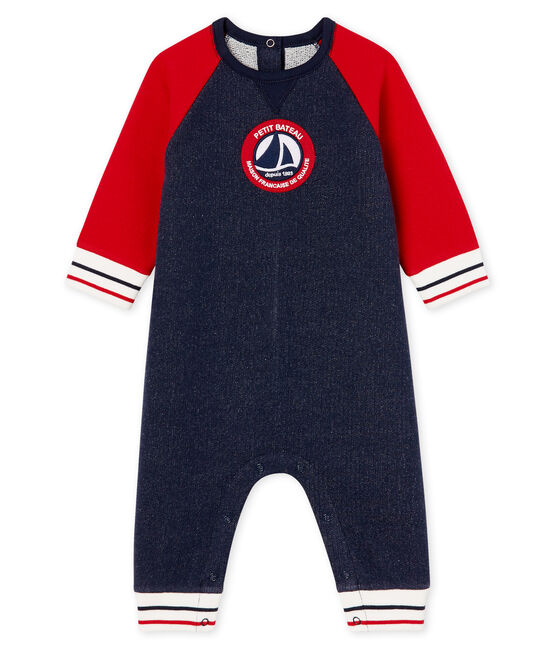 Baby-Langoverall aus Molton für Jungen blau SMOKING/rot TERKUIT