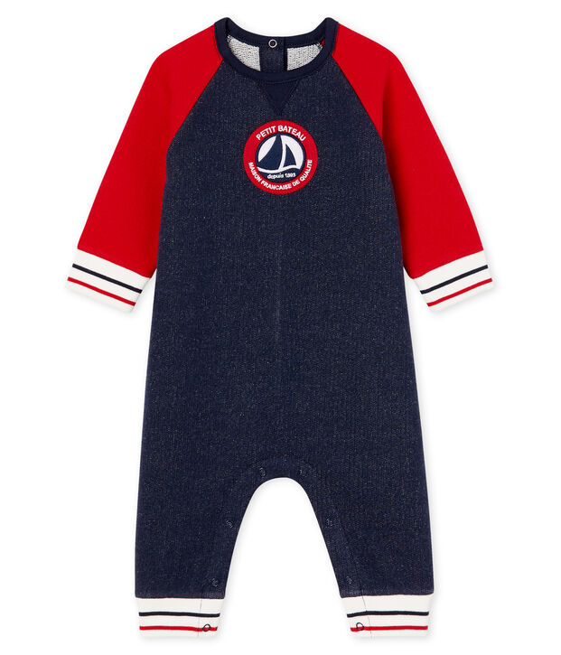 Baby-Langoverall aus Molton f&uuml;r Jungen blau/rot