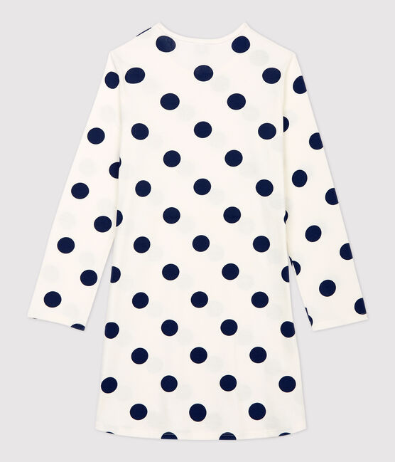 Nachthemd mit Punktmuster aus Bio-Baumwolle für Mädchen weiss MARSHMALLOW/blau MEDIEVAL