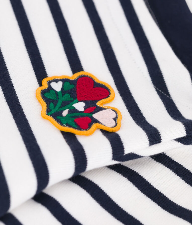 Kinder-Streifenshirt aus Baumwolle f&uuml;r M&auml;dchen weiss MARSHMALLOW/blau SMOKING