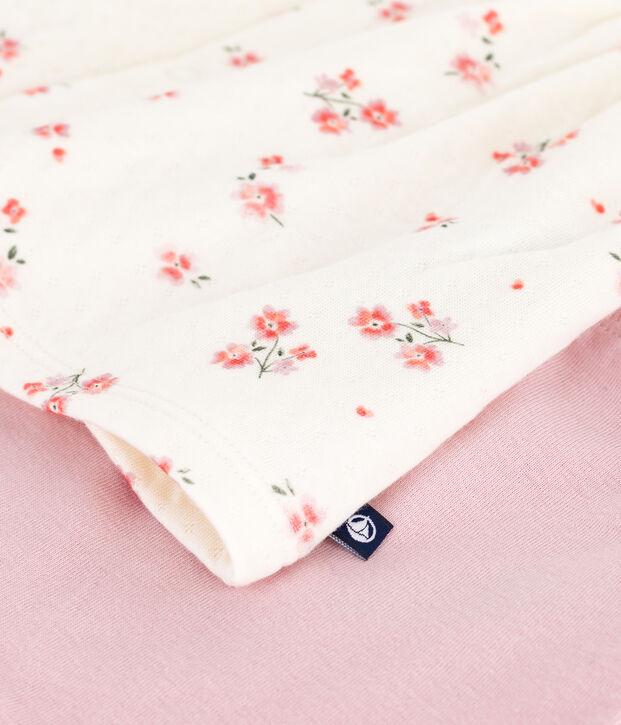 Baby-Kleid mit gebl&uuml;mtem Kragen und Leggings aus Baumwolle naturfarben/vielfarbig