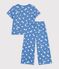 Kinder-Pyjama aus Baumwolle mit weiten Beinen und Herzmotiv blau/weiss