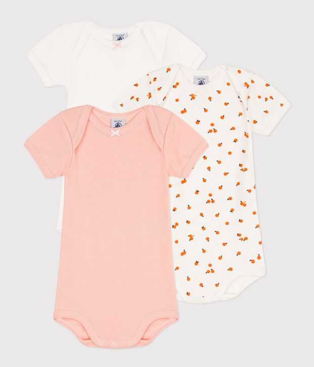 3er-Set kurz&auml;rmelige Bodys aus Baumwolle mit Orangenmotiv vielfarbig