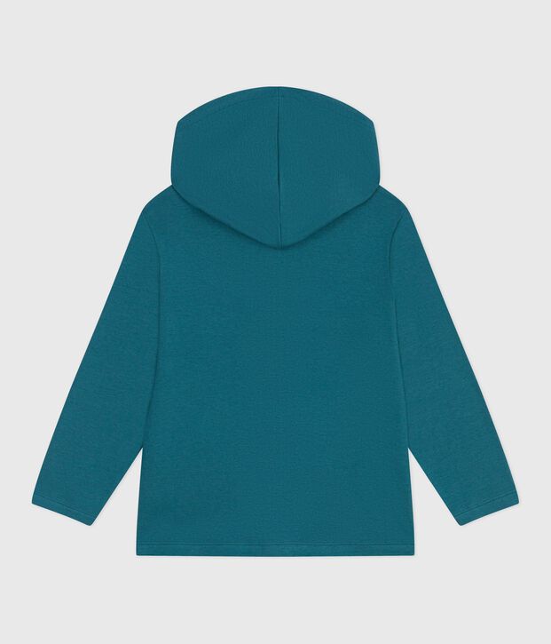 Kinder-Kapuzensweatshirt mit Rei&szlig;verschluss aus einfarbiger Baumwolle gr&uuml;n