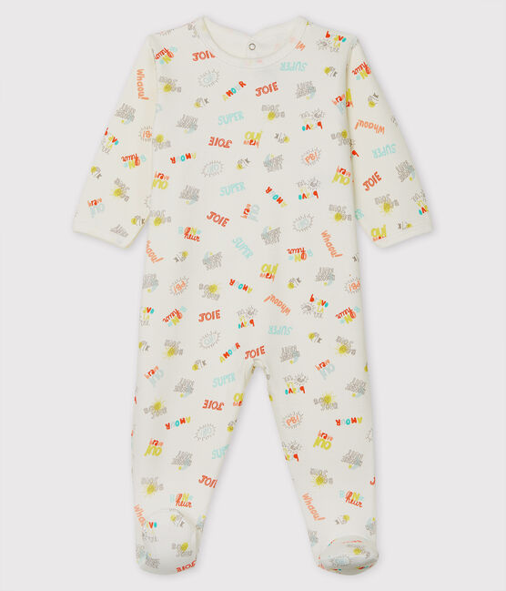 Baby-Strampler aus Molton weiss MARSHMALLOW/weiss MULTICO