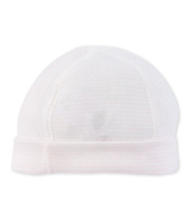 Baby-M&uuml;tze f&uuml;r Neugeborene mit Milleraies-Ringelmuster rosa/weiss