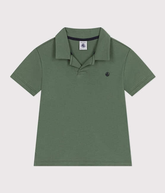 Kurzärmeliges Jungen-Poloshirt aus Baumwolle grün CROCO