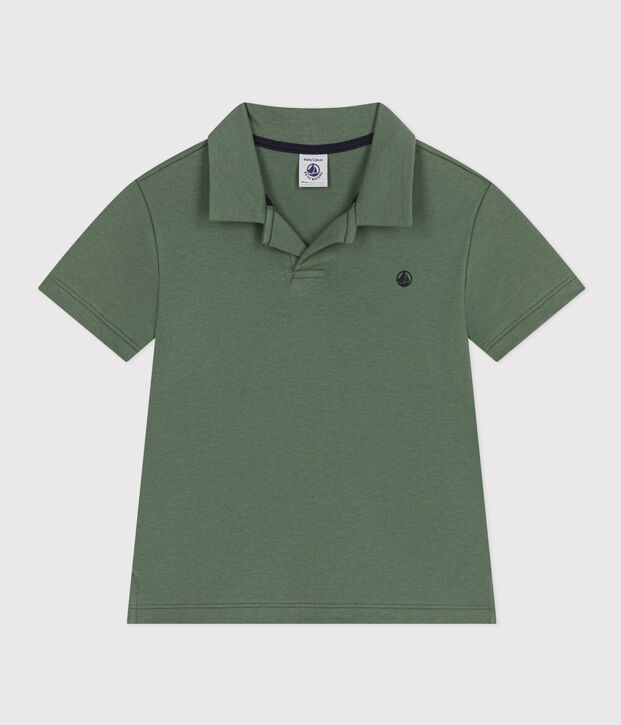 Kurz&auml;rmeliges Jungen-Poloshirt aus Baumwolle gr&uuml;n