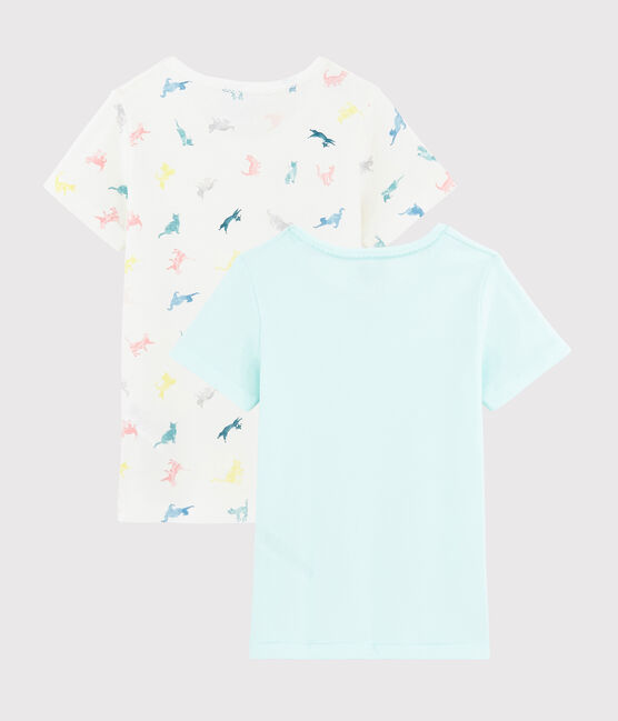 2er-Set kurzärmelige T-Shirts mit buntem Katzen-Motiv für Mädchen variante 1
