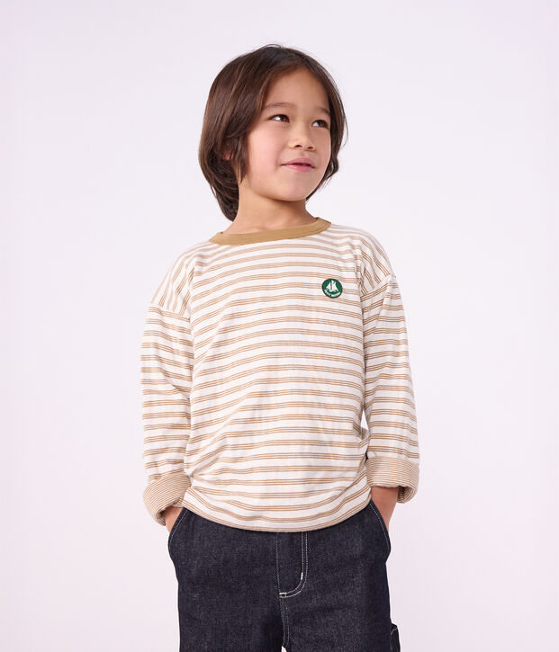 Lang&auml;rmeliges Kinder-T-Shirt mit Streifen beige/naturfarben/beige