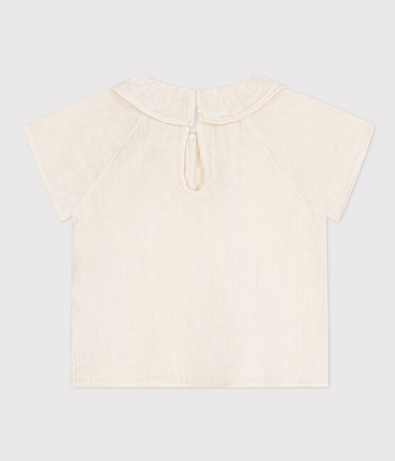 Kurzärmelige Babybluse aus Musselin-Stoff weiss MARSHMALLOW