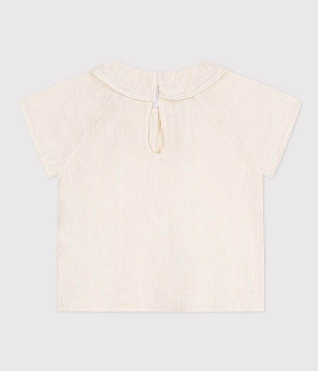 Kurz&auml;rmelige Babybluse aus Musselin-Stoff weiss