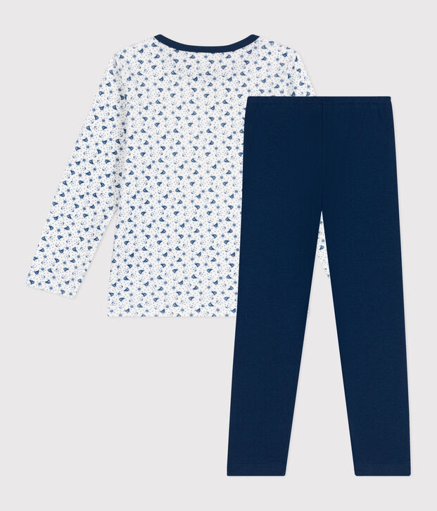 Pyjama aus Nicki f&uuml;r Kinder blau/vielfarbig