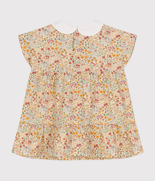 Kurz&auml;rmeliges Baby-Kleid aus Popeline naturfarben/vielfarbig
