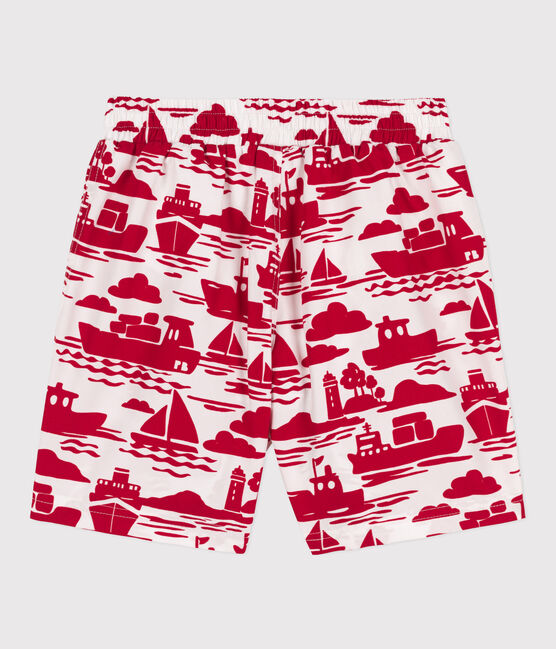 Gemusterte Badeshorts aus recyceltem Material für Jungen rot AVALANCHE/ ROUGE